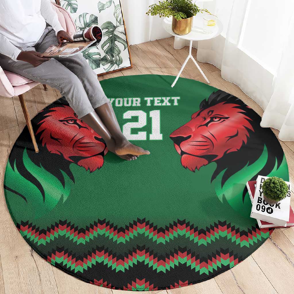 Custom Cricket Africa Kenya Round Carpet Green Lion Head with Kenyan Pattern LT9