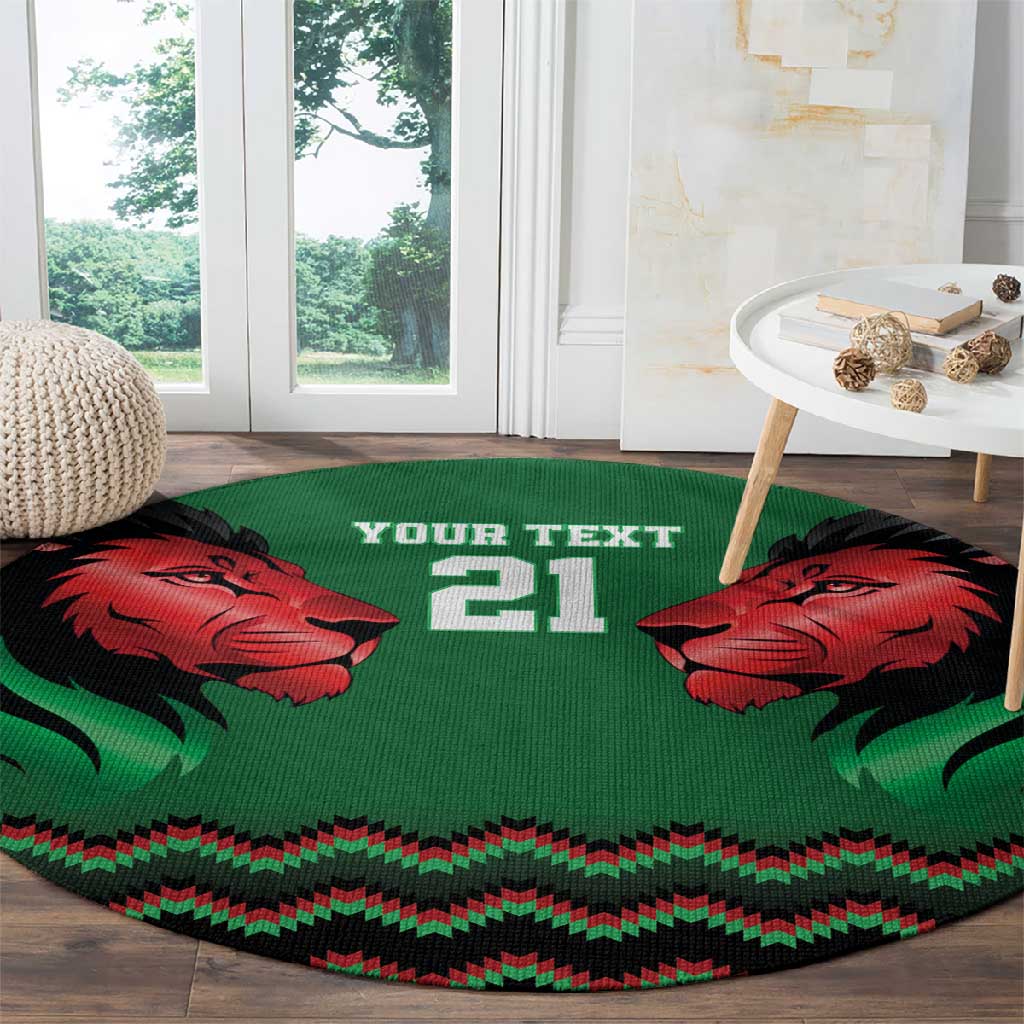 Custom Cricket Africa Kenya Round Carpet Green Lion Head with Kenyan Pattern LT9