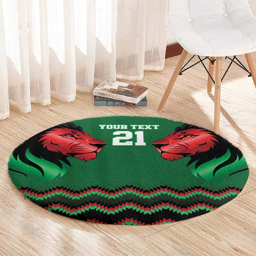 Custom Cricket Africa Kenya Round Carpet Green Lion Head with Kenyan Pattern LT9