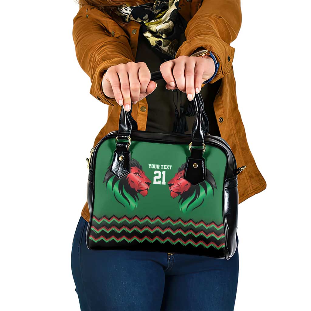 Kenya Cricket Custom Shoulder Handbag Green Lion Head with Kenyan Pattern LT9