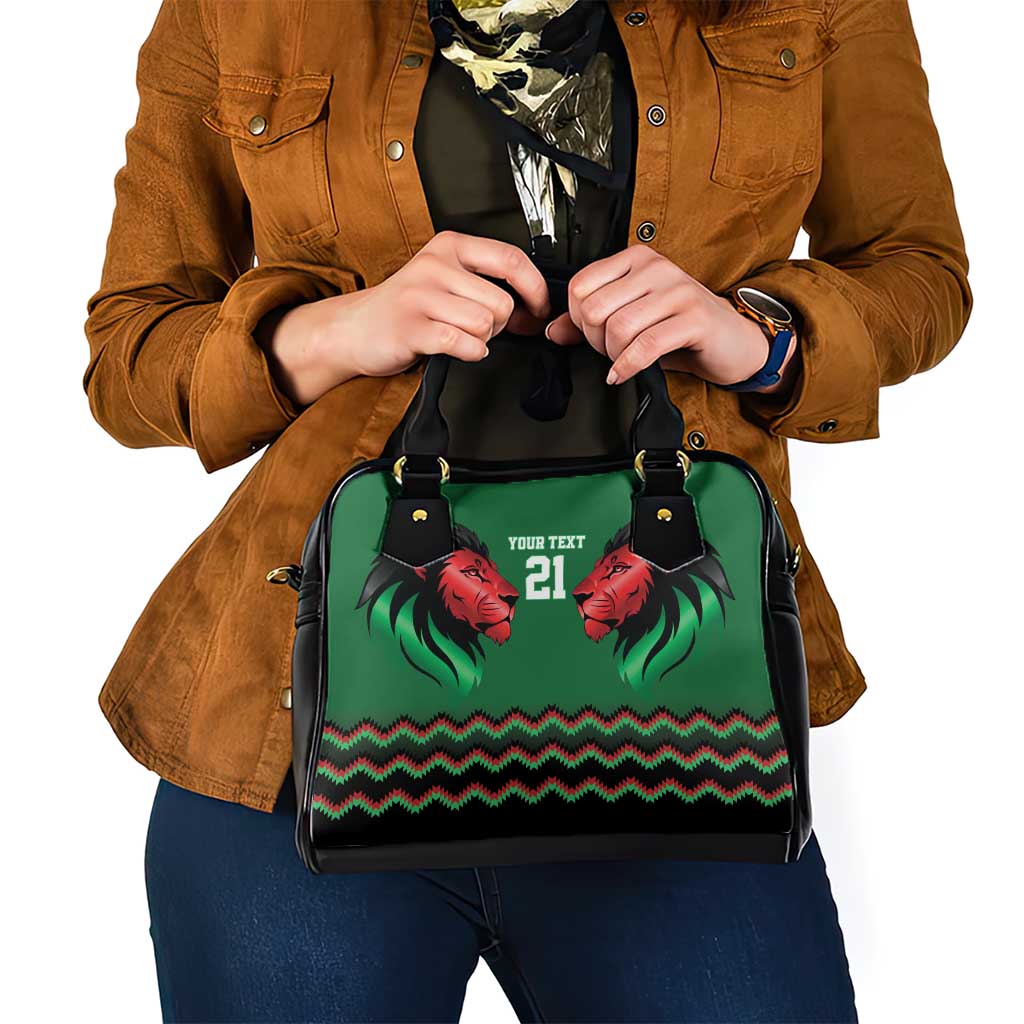 Kenya Cricket Custom Shoulder Handbag Green Lion Head with Kenyan Pattern LT9