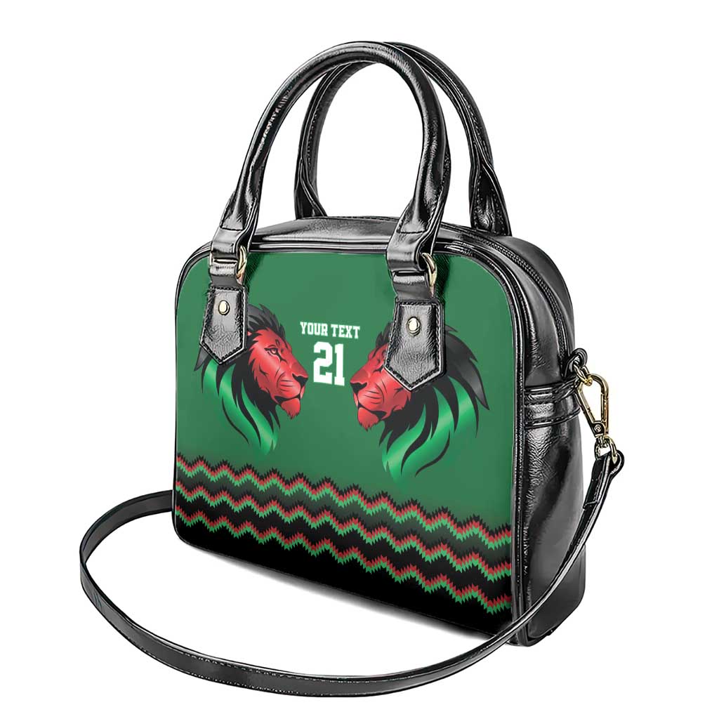 Kenya Cricket Custom Shoulder Handbag Green Lion Head with Kenyan Pattern LT9