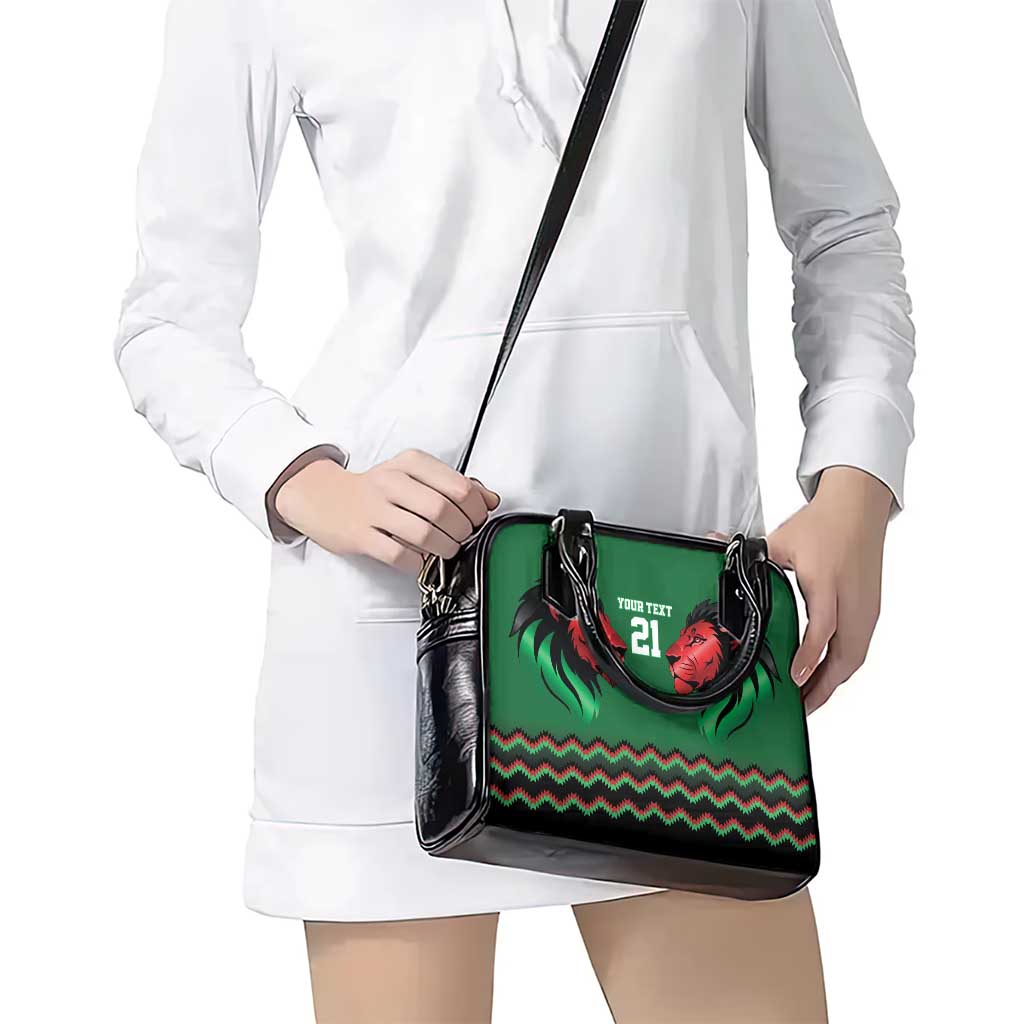Kenya Cricket Custom Shoulder Handbag Green Lion Head with Kenyan Pattern LT9