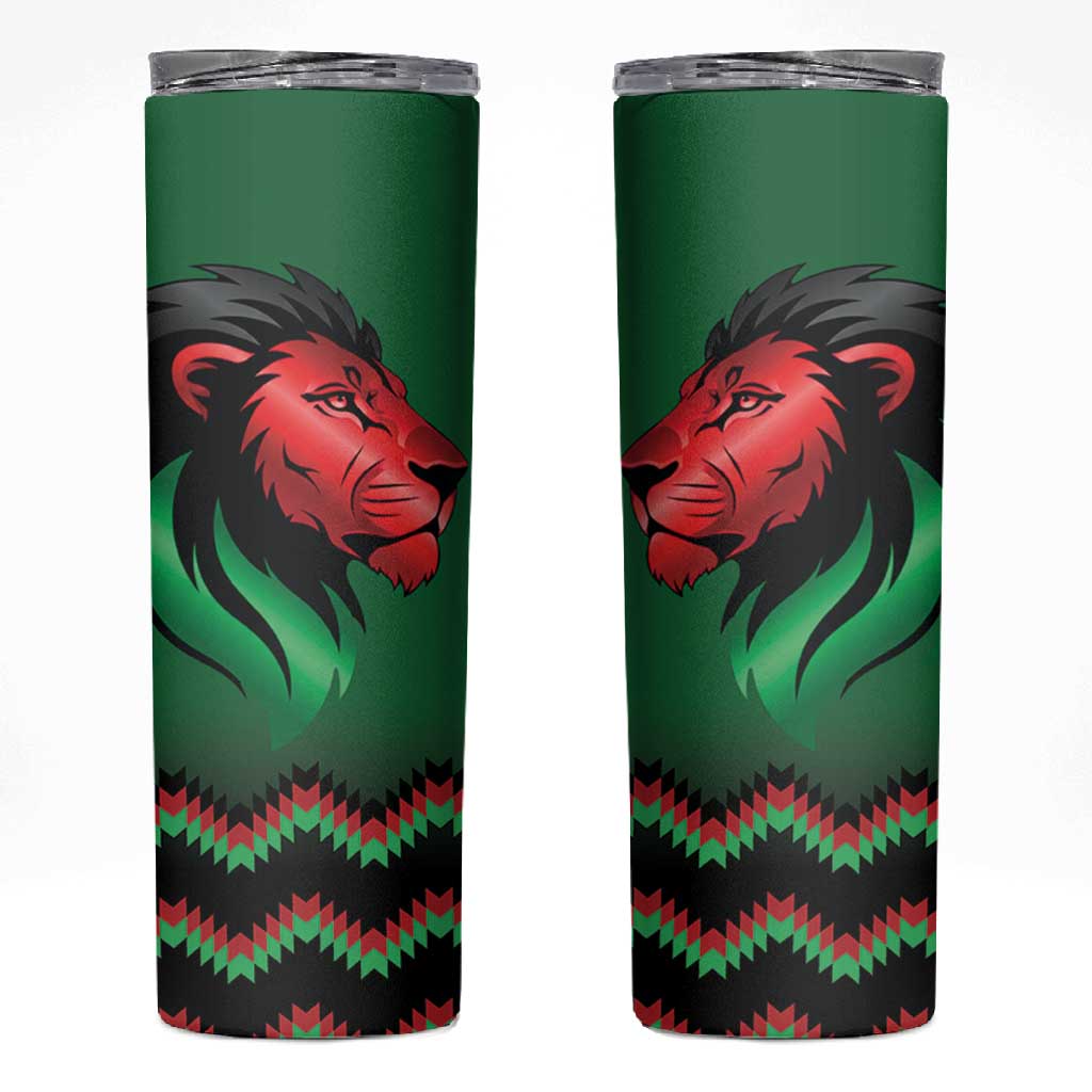 Custom Cricket Africa Kenya Skinny Tumbler Green Lion Head with Kenyan Pattern LT9