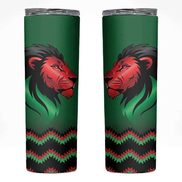 Custom Cricket Africa Kenya Skinny Tumbler Green Lion Head with Kenyan Pattern LT9