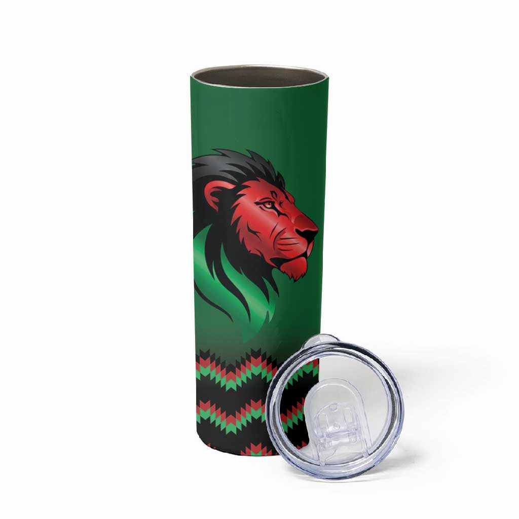 Custom Cricket Africa Kenya Skinny Tumbler Green Lion Head with Kenyan Pattern LT9