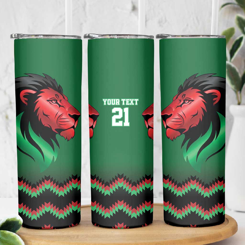 Custom Cricket Africa Kenya Skinny Tumbler Green Lion Head with Kenyan Pattern LT9