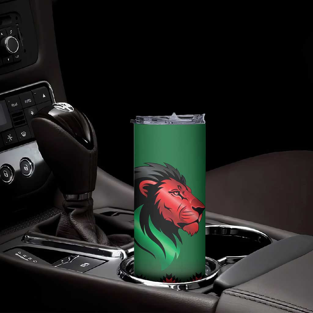 Custom Cricket Africa Kenya Skinny Tumbler Green Lion Head with Kenyan Pattern LT9