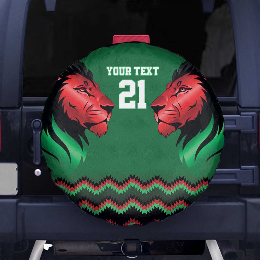 Kenya Cricket Custom Spare Tire Cover Green Lion Head with Kenyan Pattern LT9