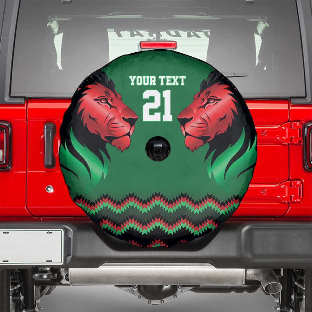 Kenya Cricket Custom Spare Tire Cover Green Lion Head with Kenyan Pattern LT9