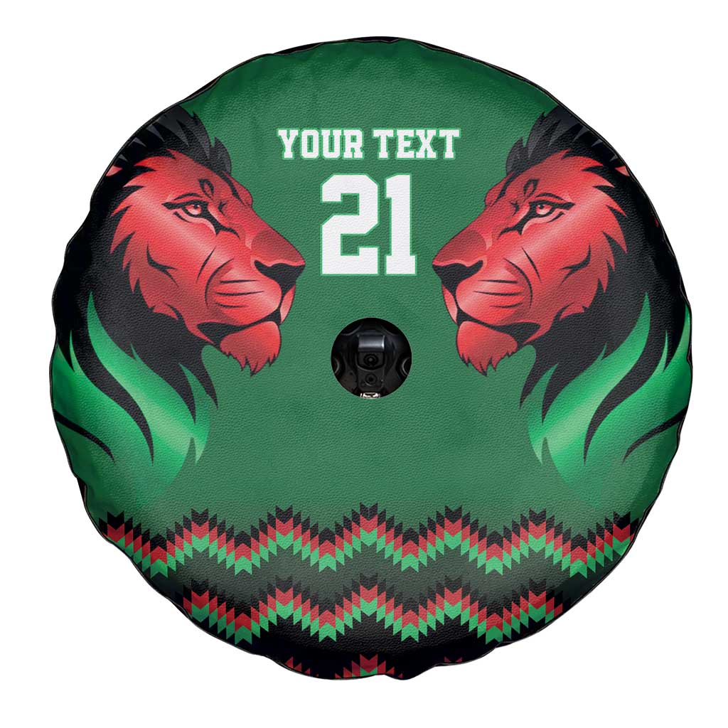 Kenya Cricket Custom Spare Tire Cover Green Lion Head with Kenyan Pattern LT9