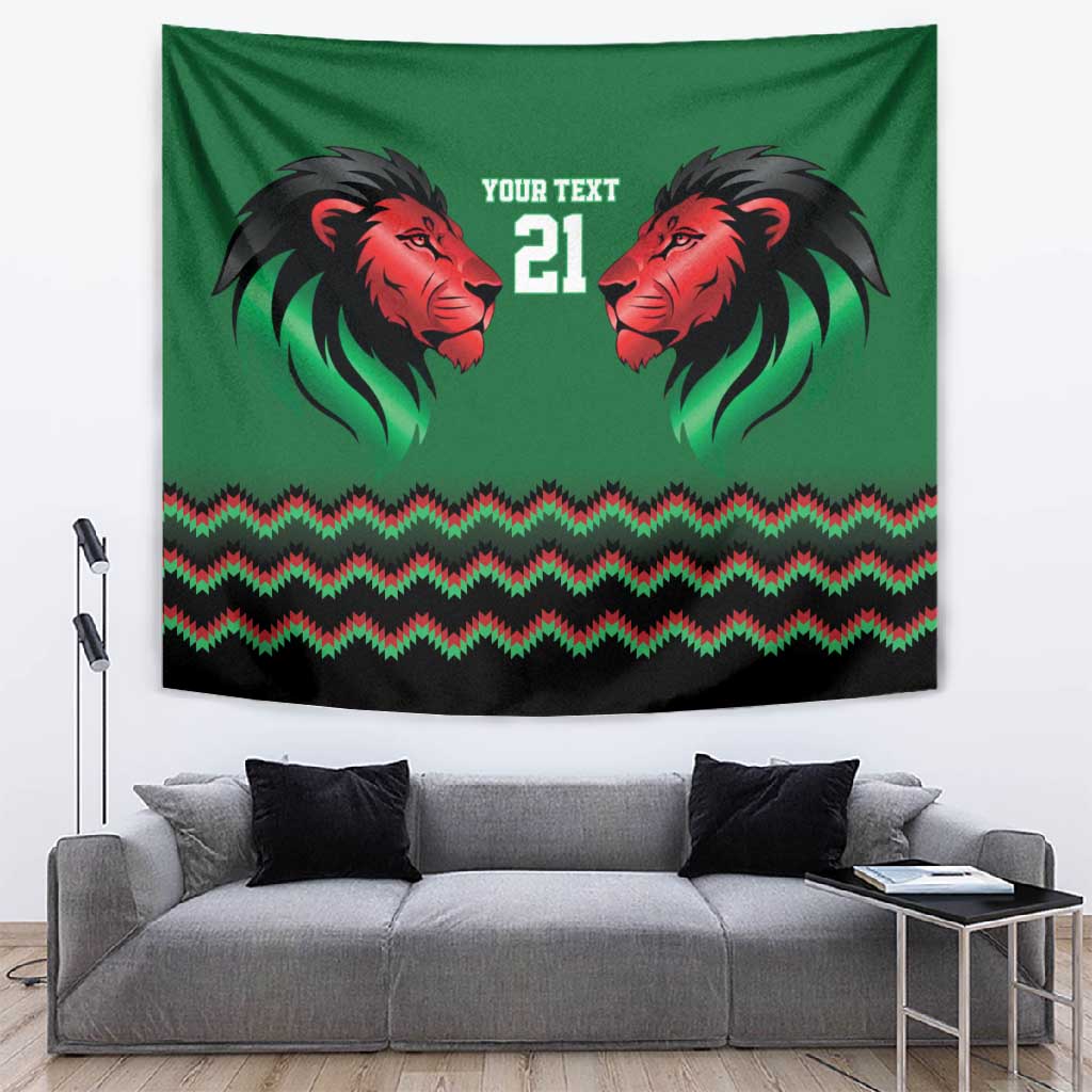 Custom Cricket Africa Kenya Tapestry Green Lion Head with Kenyan Pattern LT9