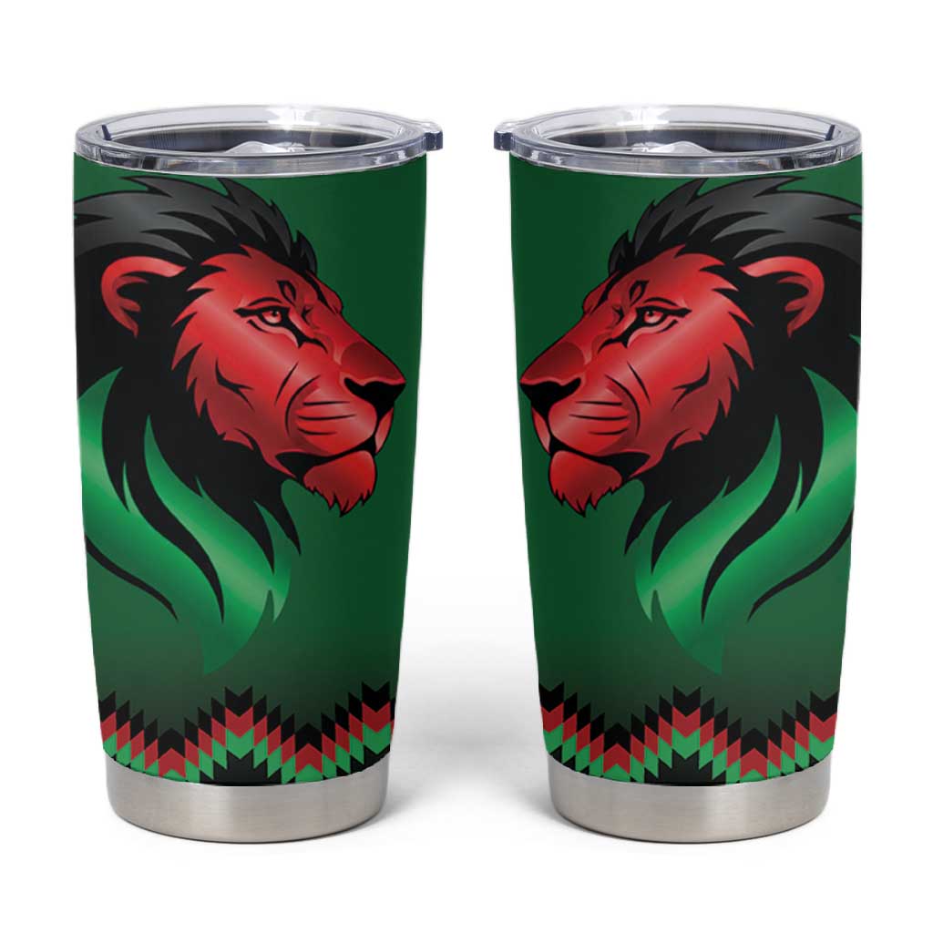 Custom Cricket Africa Kenya Tumbler Cup Green Lion Head with Kenyan Pattern LT9