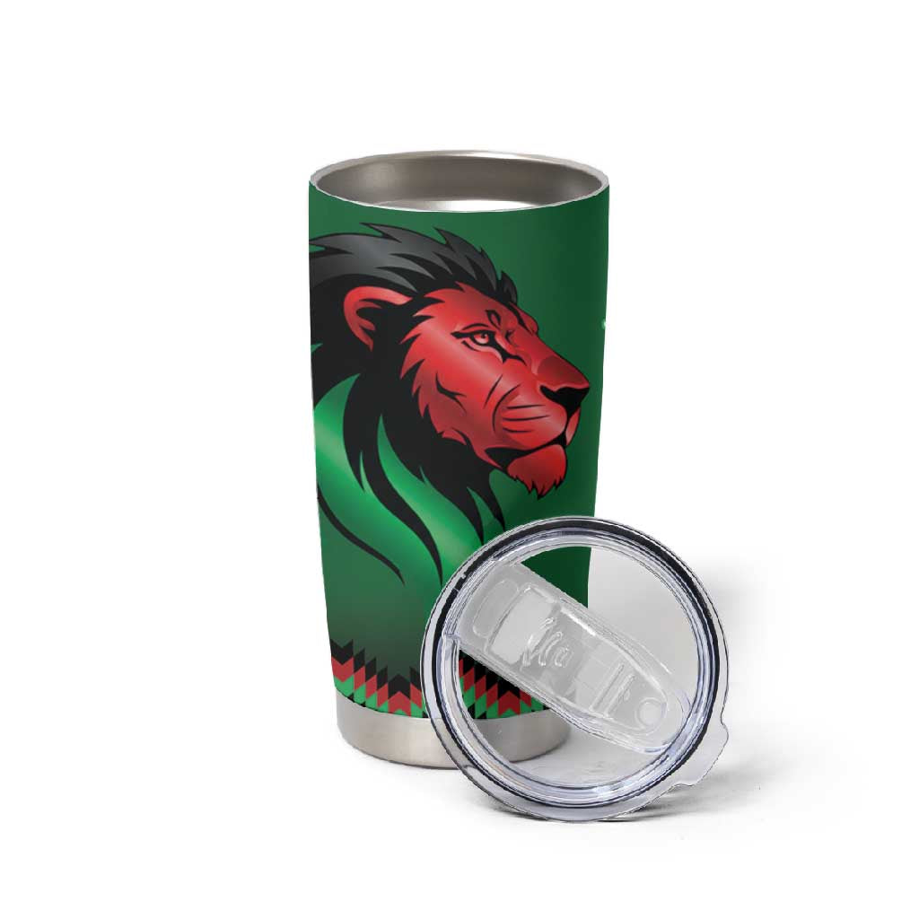 Custom Cricket Africa Kenya Tumbler Cup Green Lion Head with Kenyan Pattern LT9