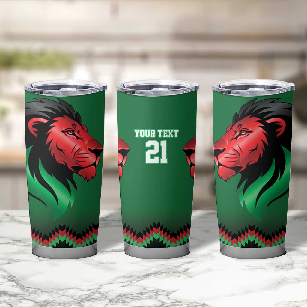 Custom Cricket Africa Kenya Tumbler Cup Green Lion Head with Kenyan Pattern LT9