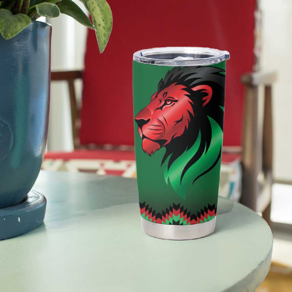 Custom Cricket Africa Kenya Tumbler Cup Green Lion Head with Kenyan Pattern LT9