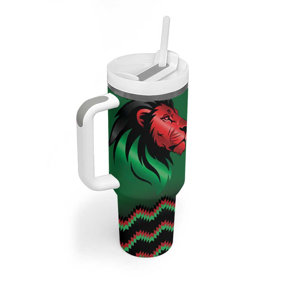 Custom Cricket Africa Kenya Tumbler With Handle Green Lion Head with Kenyan Pattern LT9