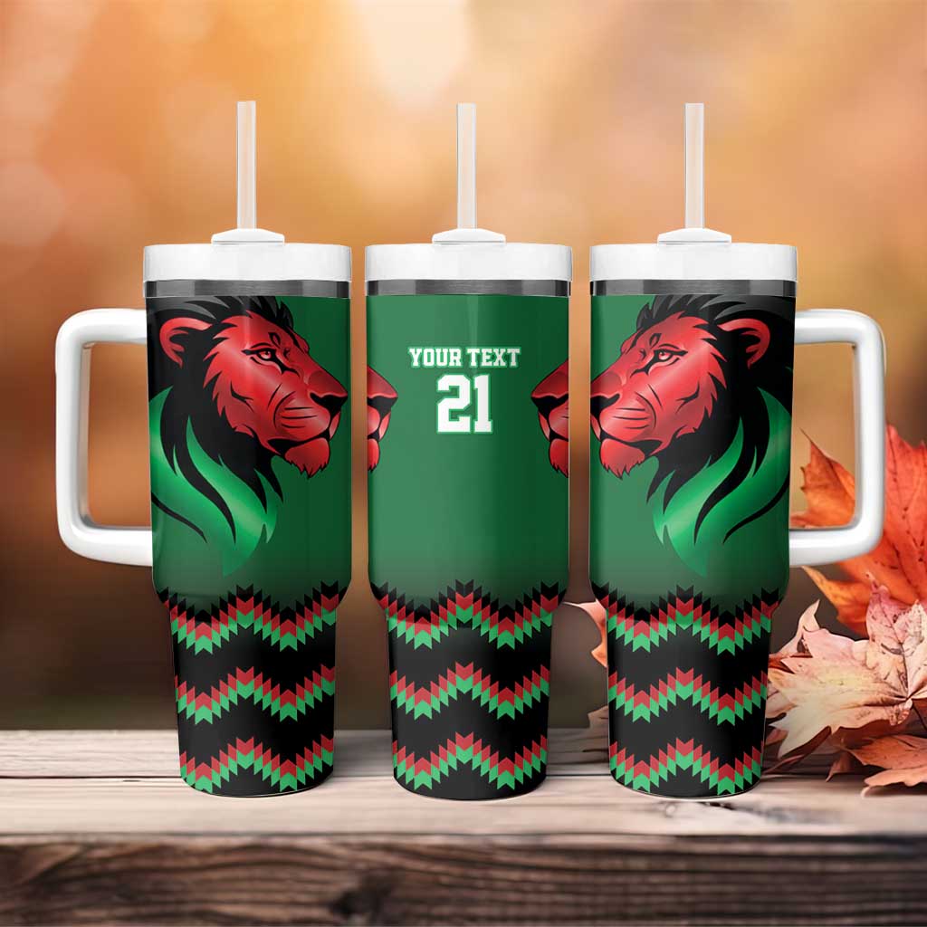 Custom Cricket Africa Kenya Tumbler With Handle Green Lion Head with Kenyan Pattern LT9