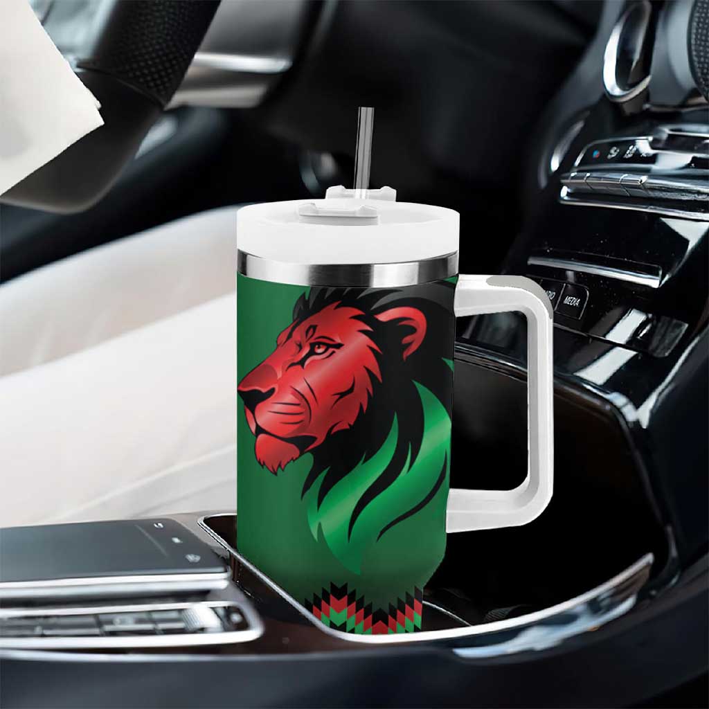 Custom Cricket Africa Kenya Tumbler With Handle Green Lion Head with Kenyan Pattern LT9
