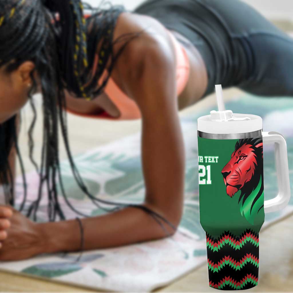Custom Cricket Africa Kenya Tumbler With Handle Green Lion Head with Kenyan Pattern LT9