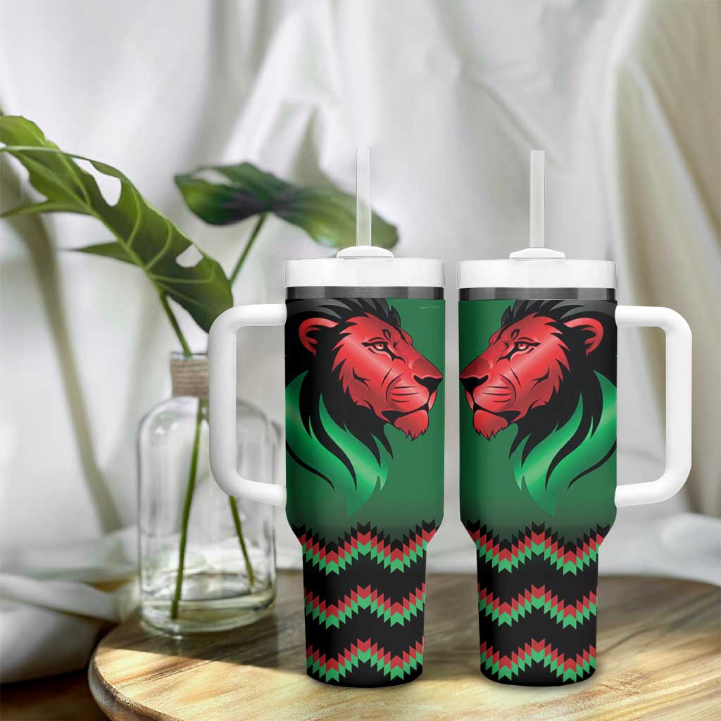 Custom Cricket Africa Kenya Tumbler With Handle Green Lion Head with Kenyan Pattern LT9
