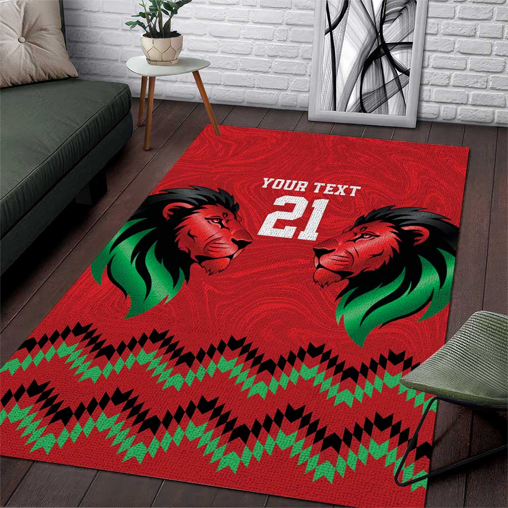 Custom Cricket Africa Kenya Area Rug Red Lion Head with Kenyan Pattern LT9