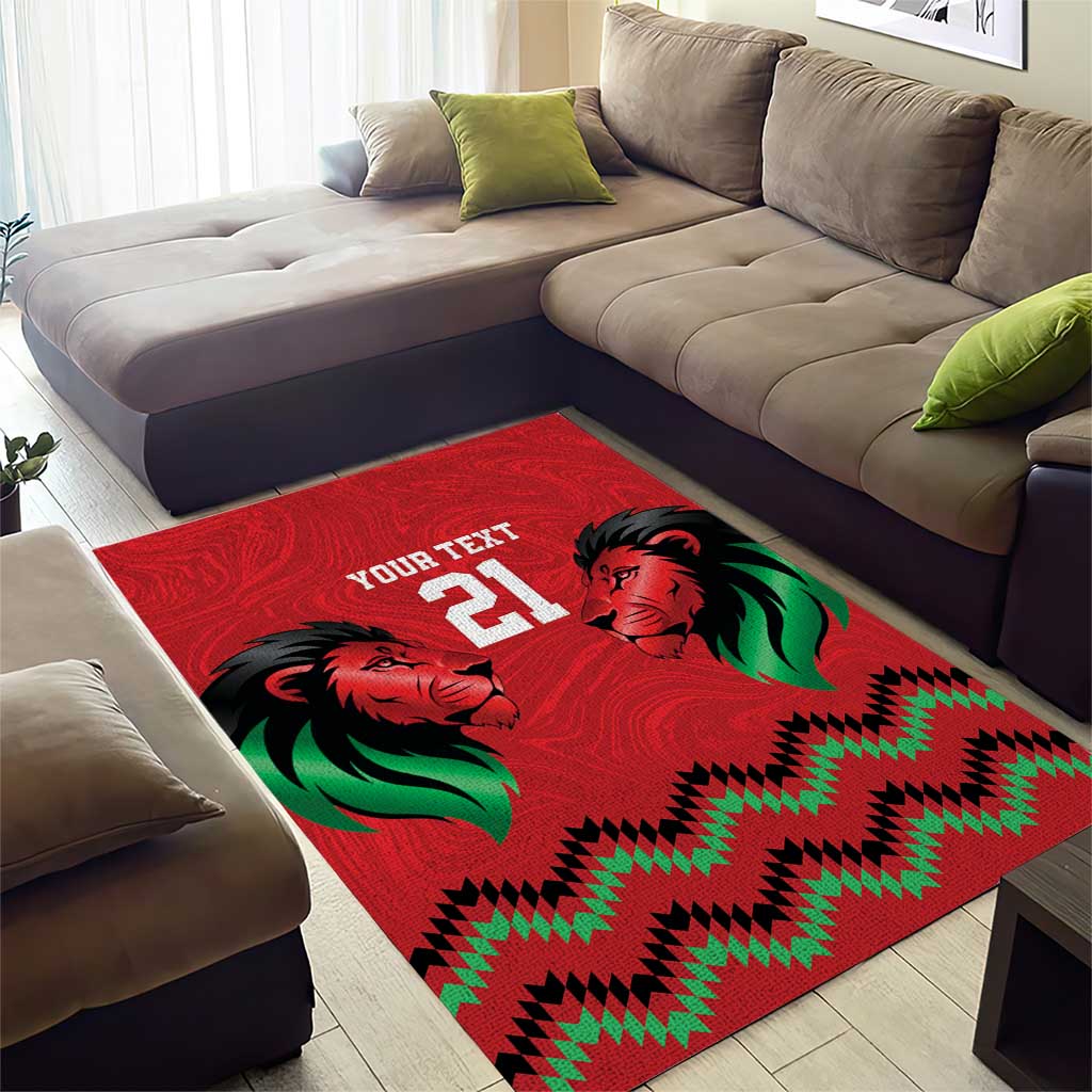 Custom Cricket Africa Kenya Area Rug Red Lion Head with Kenyan Pattern LT9