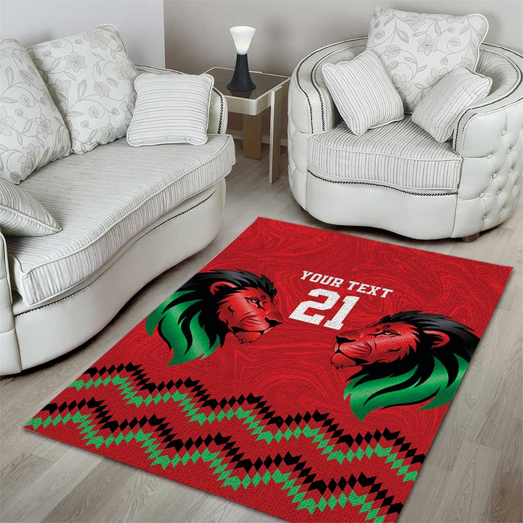 Custom Cricket Africa Kenya Area Rug Red Lion Head with Kenyan Pattern LT9
