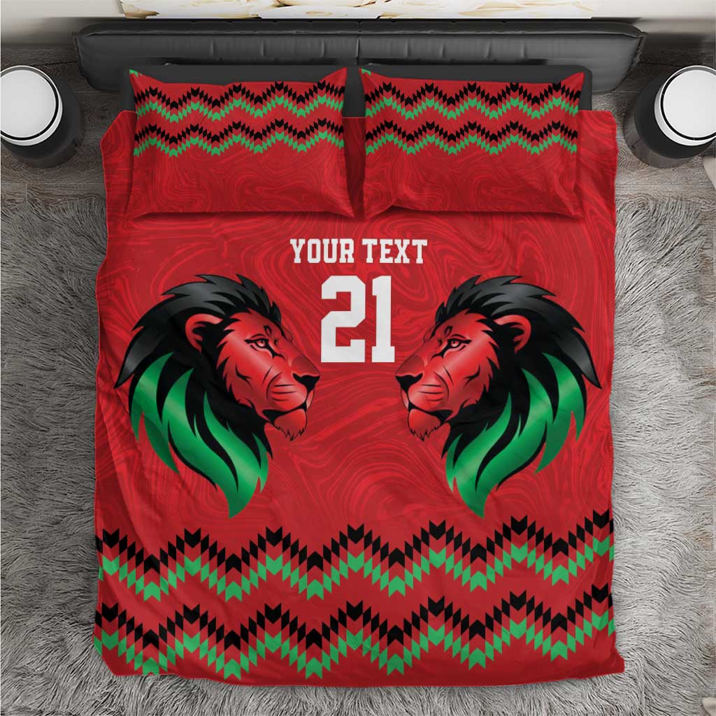 Custom Cricket Africa Kenya Bedding Set Red Lion Head with Kenyan Pattern LT9