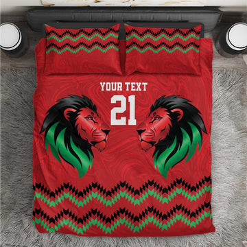 Custom Cricket Africa Kenya Bedding Set Red Lion Head with Kenyan Pattern LT9