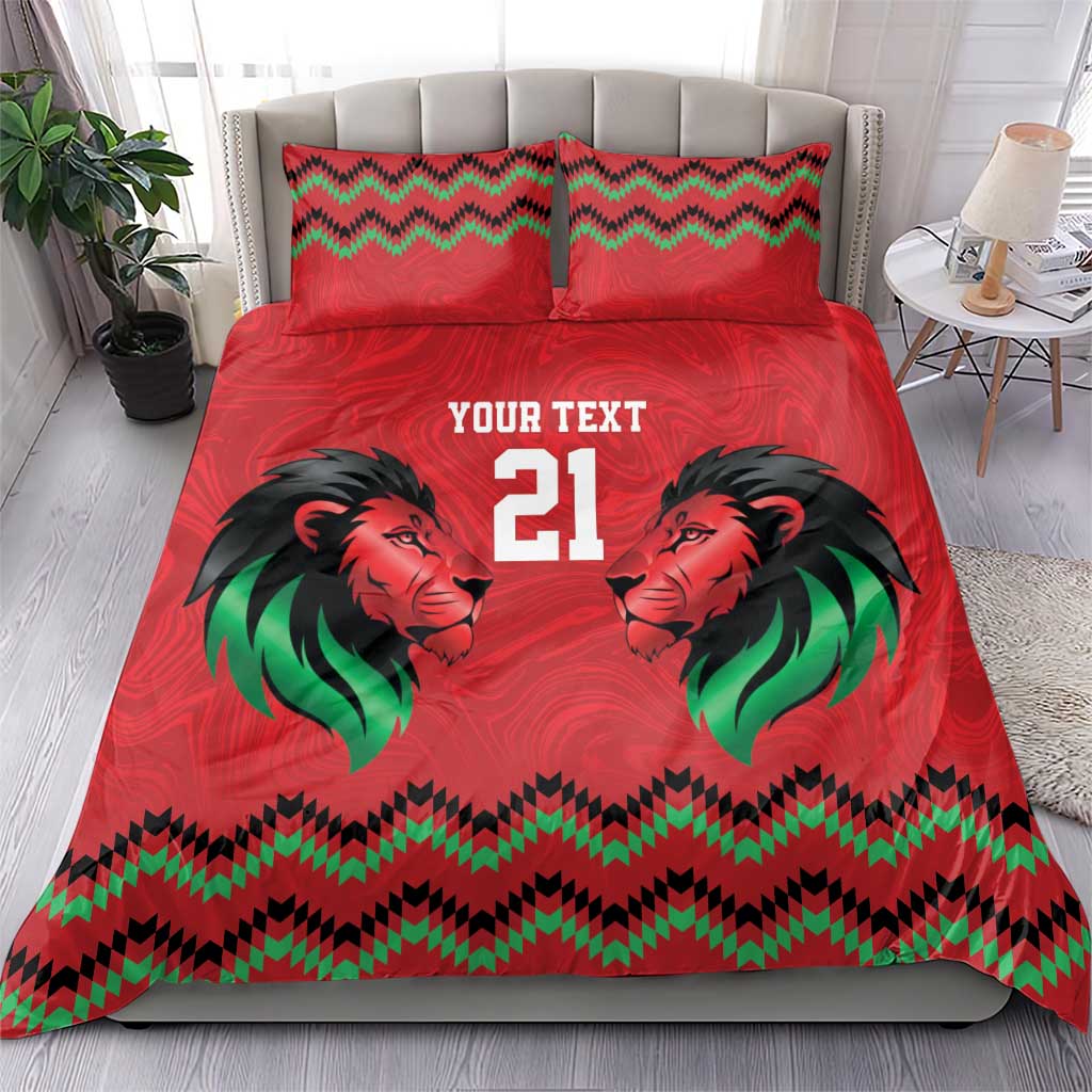 Custom Cricket Africa Kenya Bedding Set Red Lion Head with Kenyan Pattern LT9