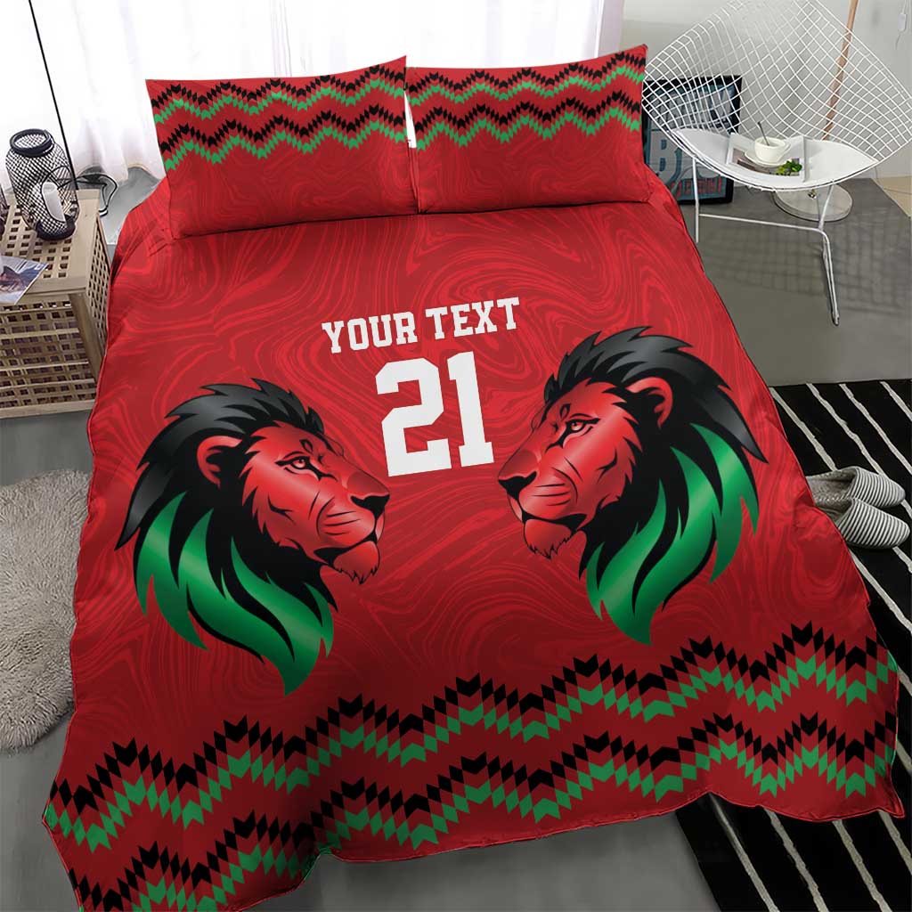 Custom Cricket Africa Kenya Bedding Set Red Lion Head with Kenyan Pattern LT9