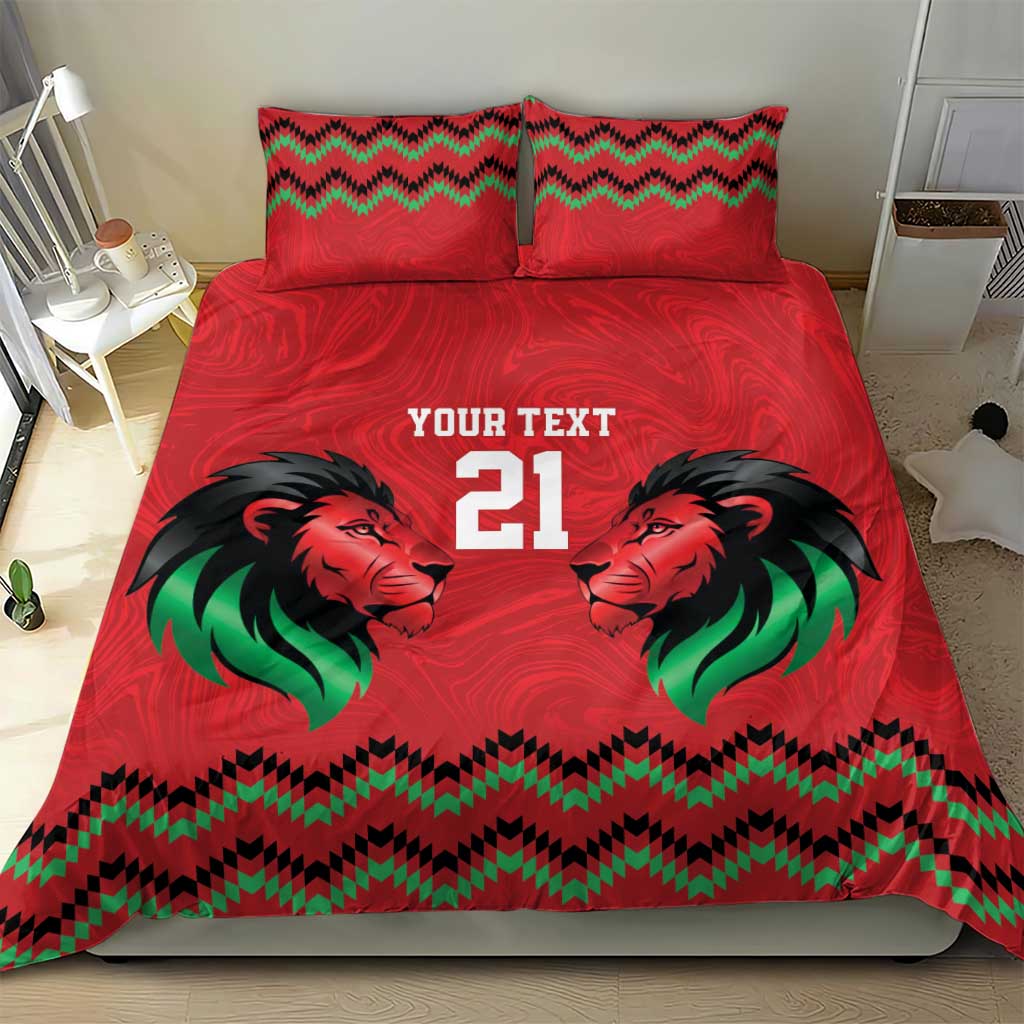 Custom Cricket Africa Kenya Bedding Set Red Lion Head with Kenyan Pattern LT9