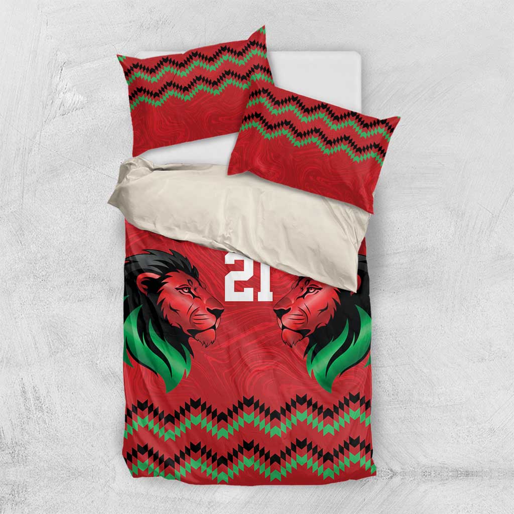 Custom Cricket Africa Kenya Bedding Set Red Lion Head with Kenyan Pattern LT9