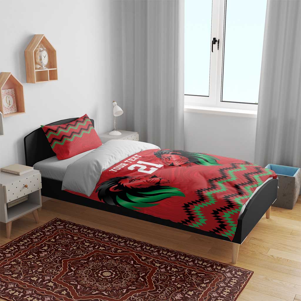 Custom Cricket Africa Kenya Bedding Set Red Lion Head with Kenyan Pattern LT9