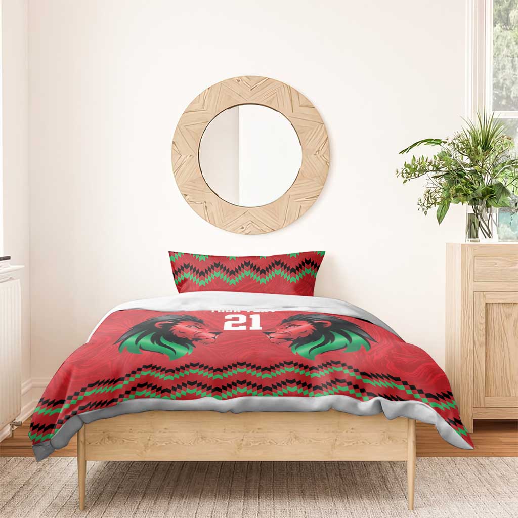 Custom Cricket Africa Kenya Bedding Set Red Lion Head with Kenyan Pattern LT9
