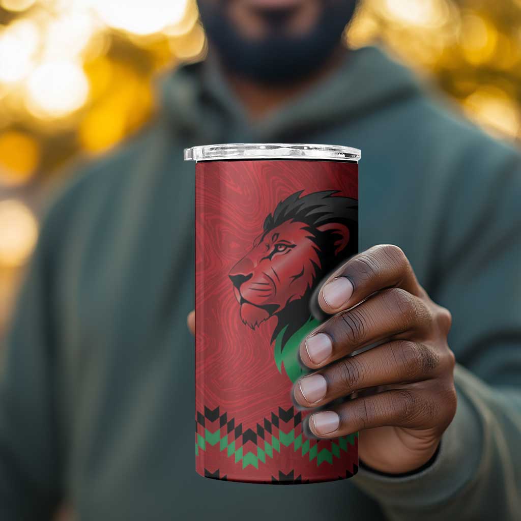 Custom Cricket Africa Kenya 4 in 1 Can Cooler Tumbler Red Lion Head with Kenyan Pattern LT9