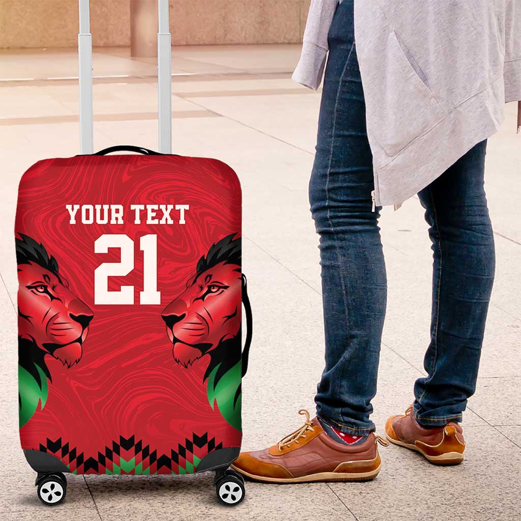 Kenya Cricket Custom Luggage Cover Red Lion Head with Kenyan Pattern LT9