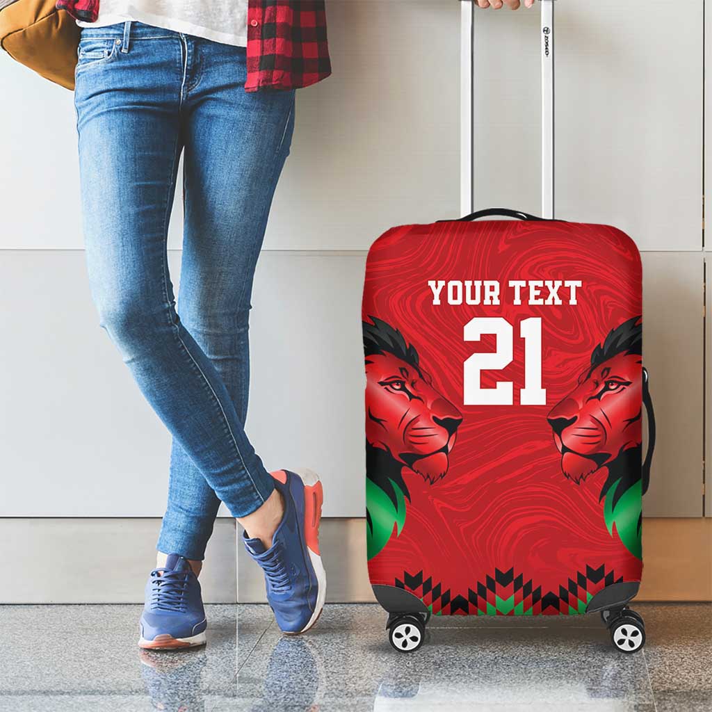 Kenya Cricket Custom Luggage Cover Red Lion Head with Kenyan Pattern LT9