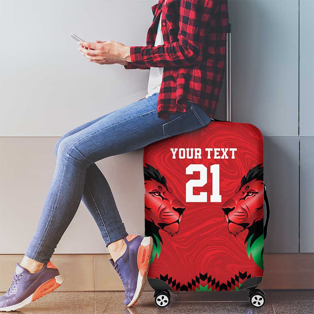 Kenya Cricket Custom Luggage Cover Red Lion Head with Kenyan Pattern LT9