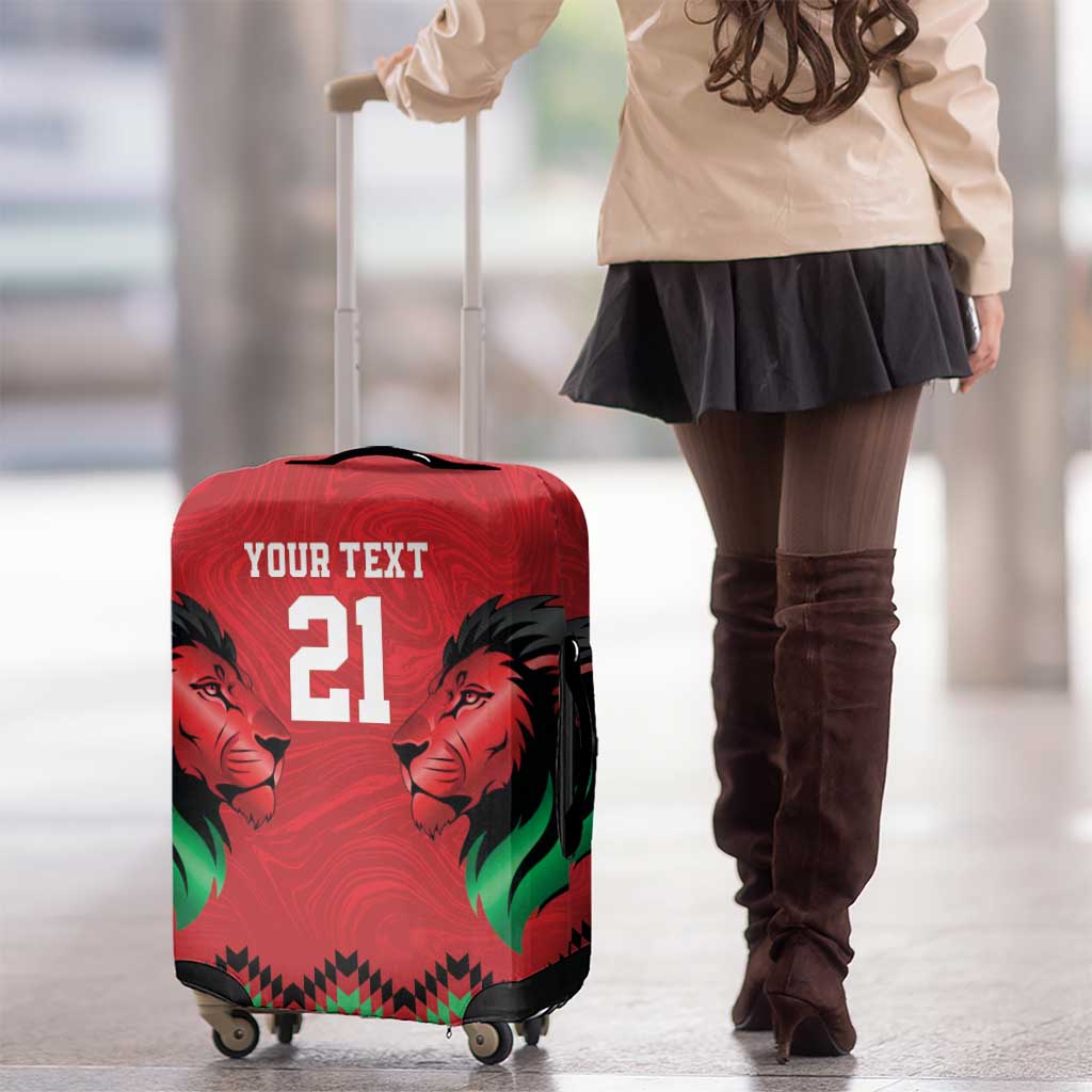 Kenya Cricket Custom Luggage Cover Red Lion Head with Kenyan Pattern LT9