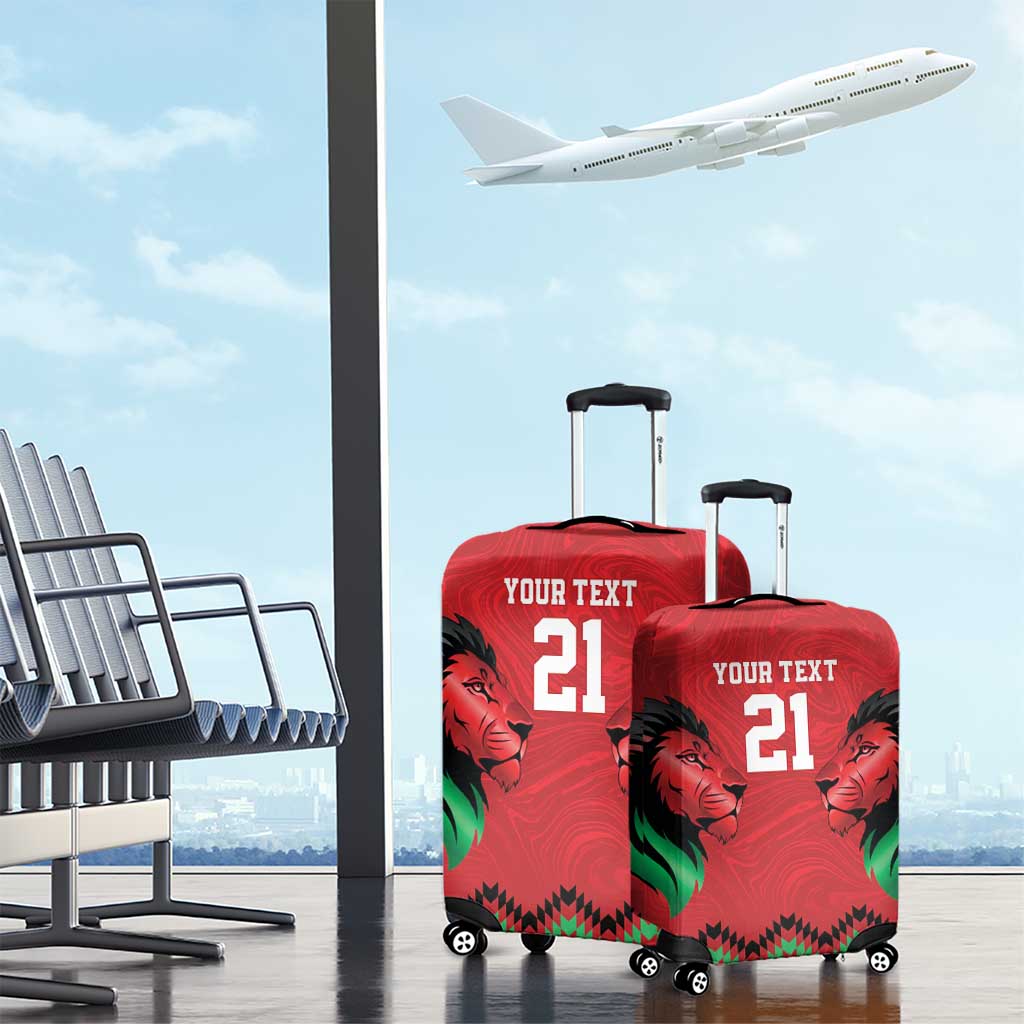 Kenya Cricket Custom Luggage Cover Red Lion Head with Kenyan Pattern LT9