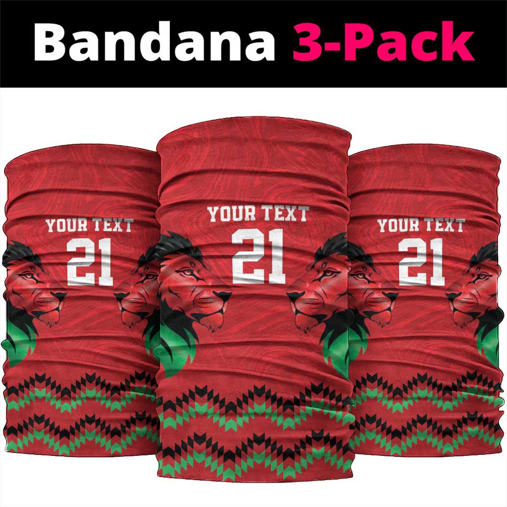 Kenya Cricket Custom Neck Gaiter Red Lion Head with Kenyan Pattern LT9