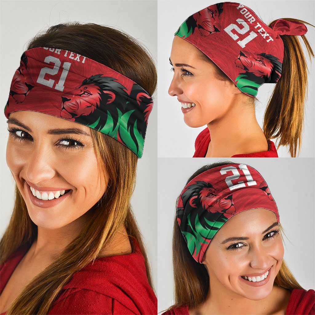 Kenya Cricket Custom Neck Gaiter Red Lion Head with Kenyan Pattern LT9