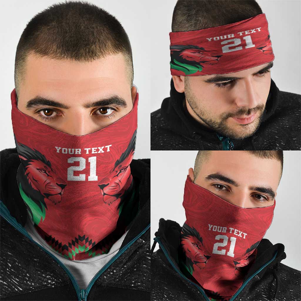 Kenya Cricket Custom Neck Gaiter Red Lion Head with Kenyan Pattern LT9