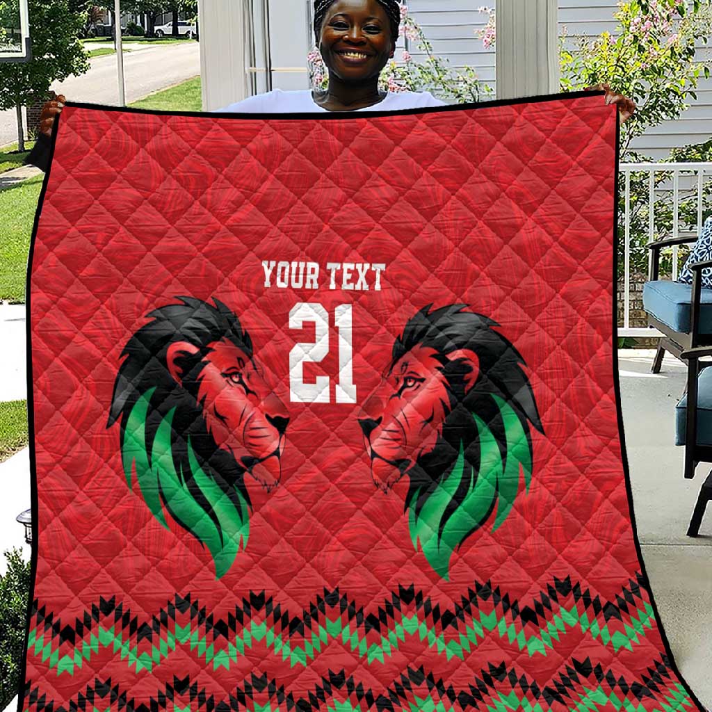Custom Cricket Africa Kenya Quilt Red Lion Head with Kenyan Pattern LT9