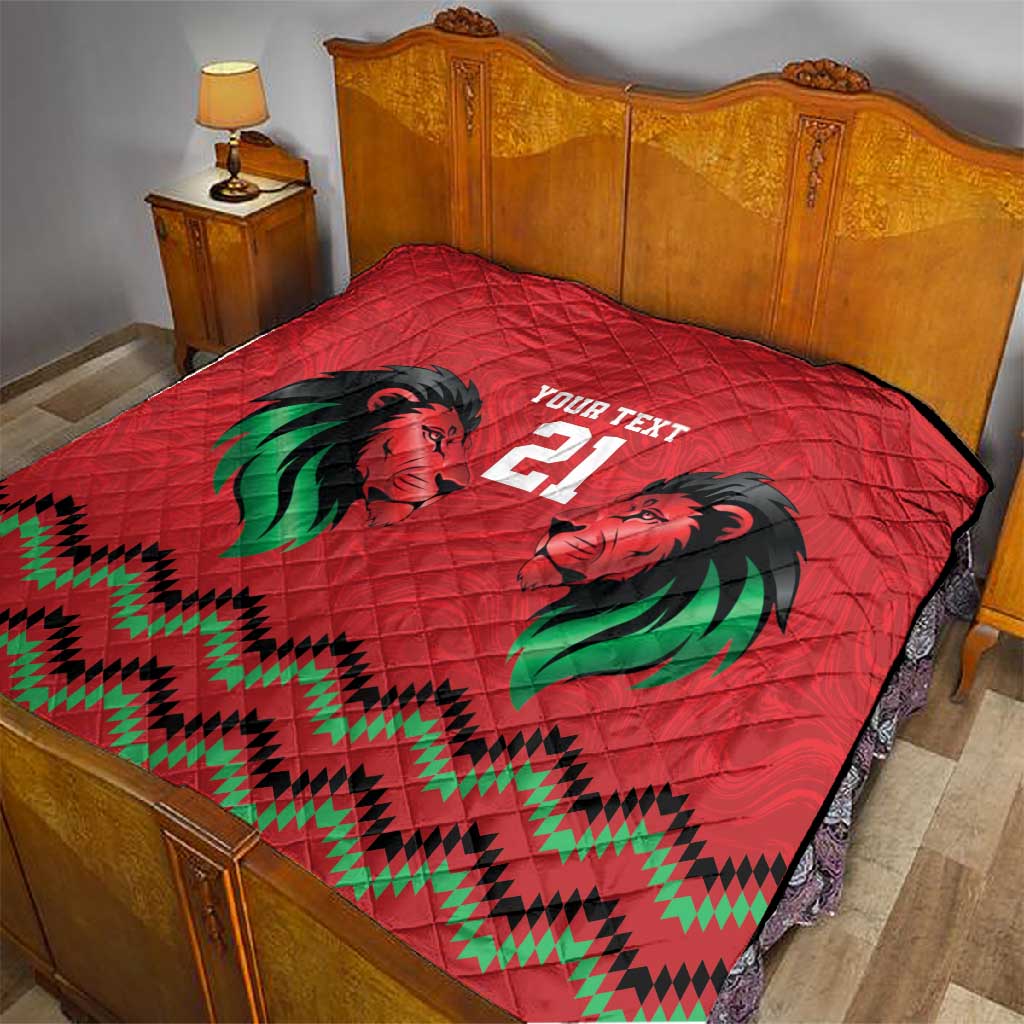 Custom Cricket Africa Kenya Quilt Red Lion Head with Kenyan Pattern LT9