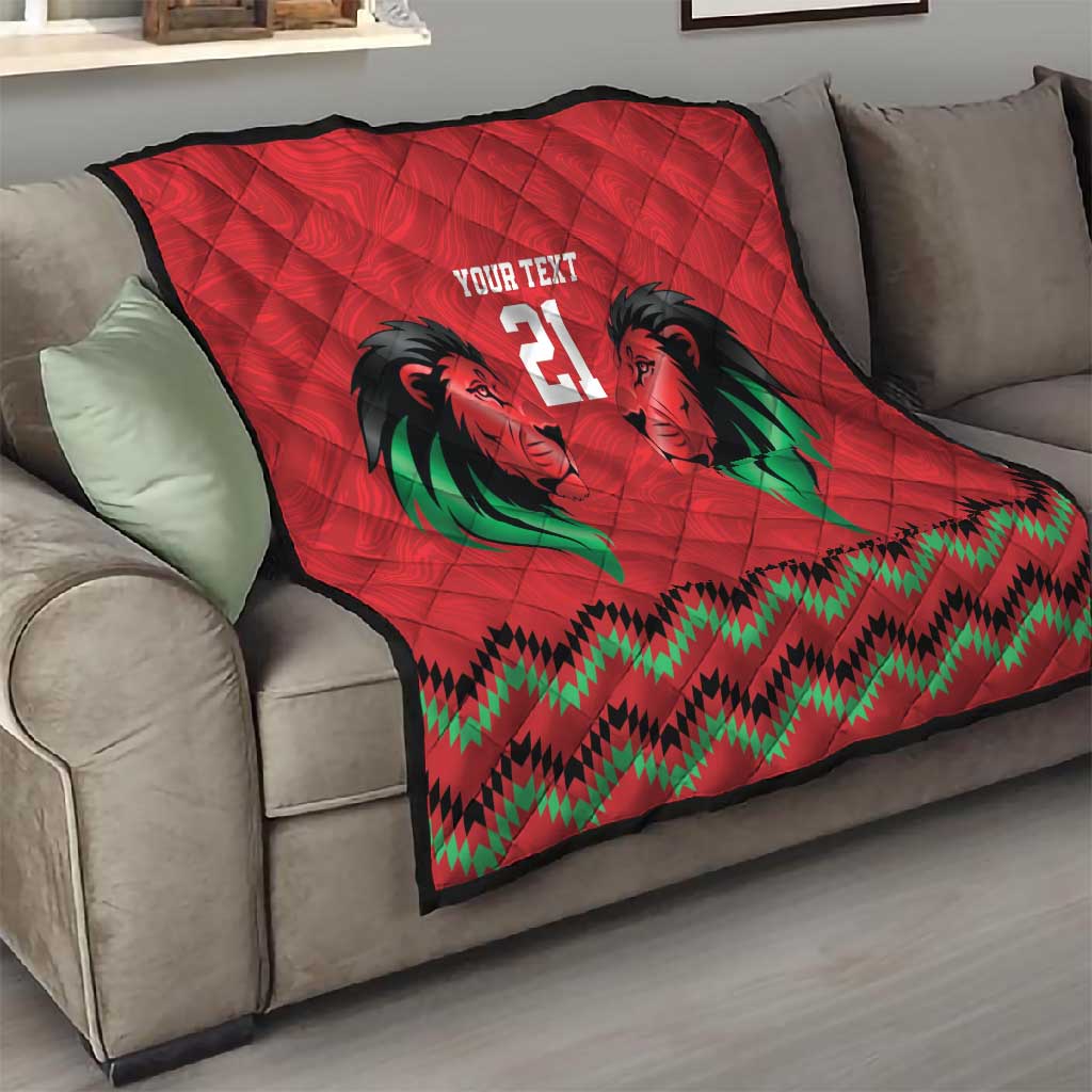 Custom Cricket Africa Kenya Quilt Red Lion Head with Kenyan Pattern LT9