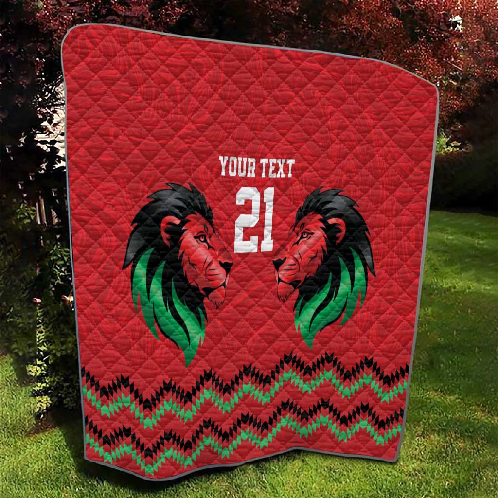 Custom Cricket Africa Kenya Quilt Red Lion Head with Kenyan Pattern LT9