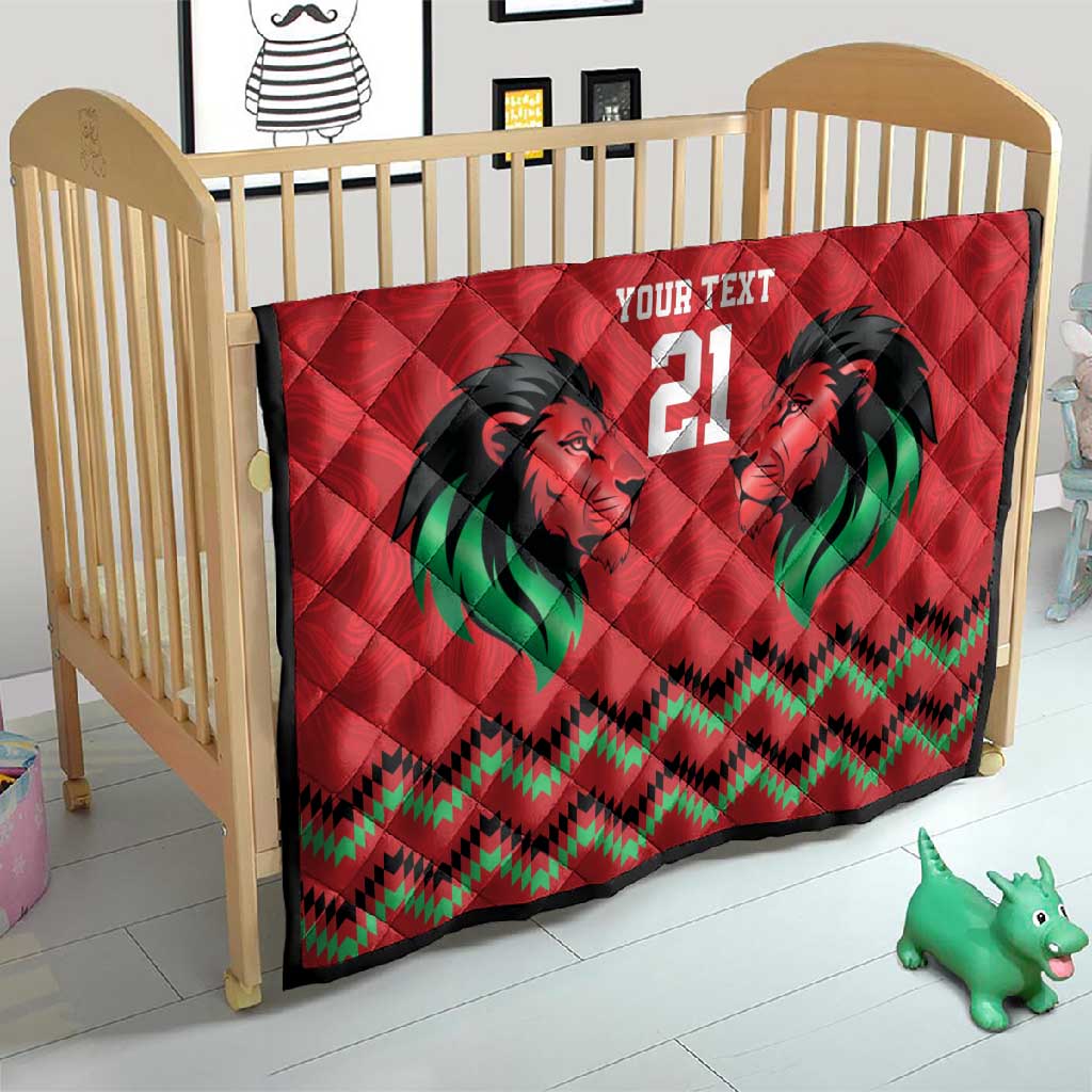 Custom Cricket Africa Kenya Quilt Red Lion Head with Kenyan Pattern LT9